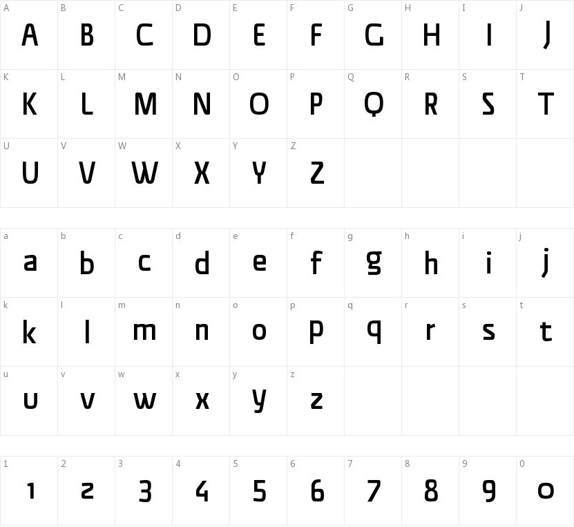 Material Sans的字符映射图