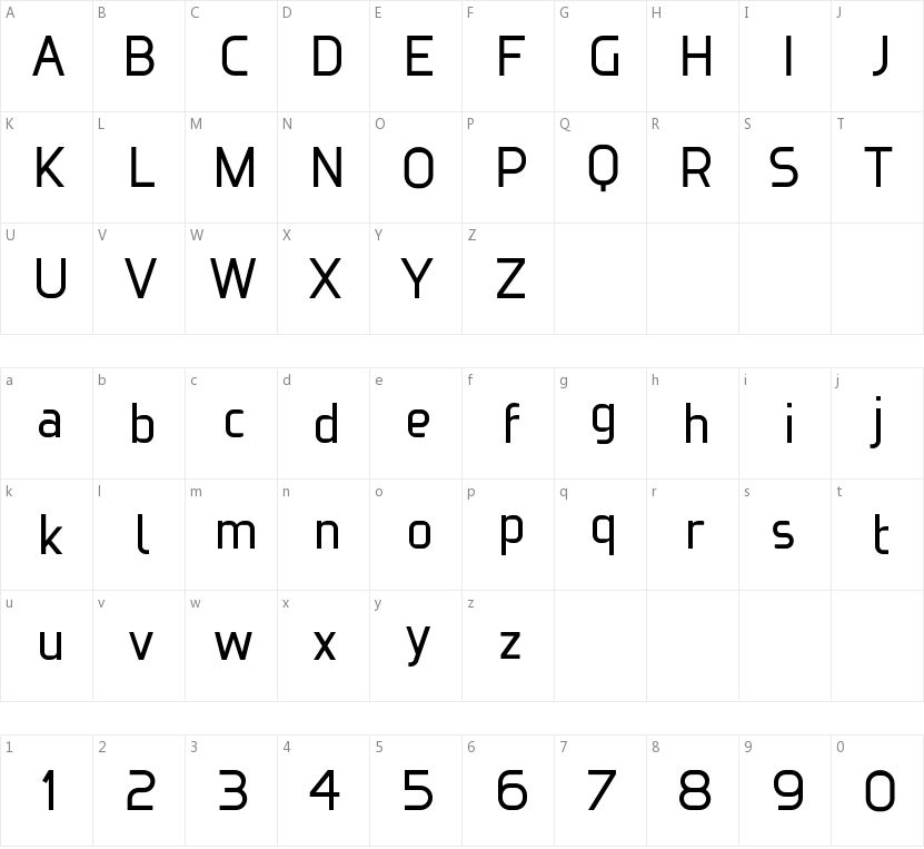 Ideoma Technit的字符映射图