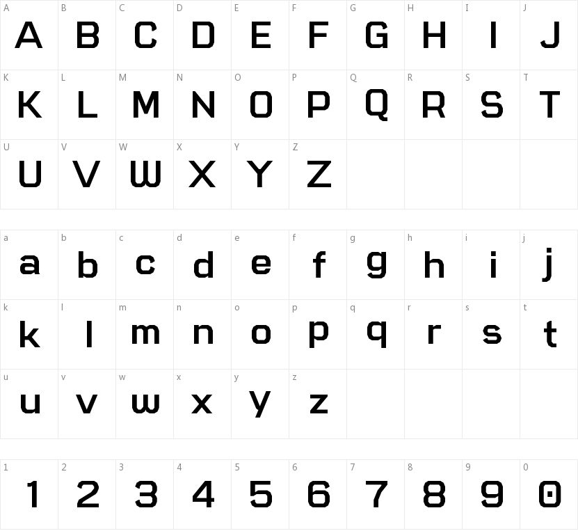 Soniano Sans Unicode的字符映射图