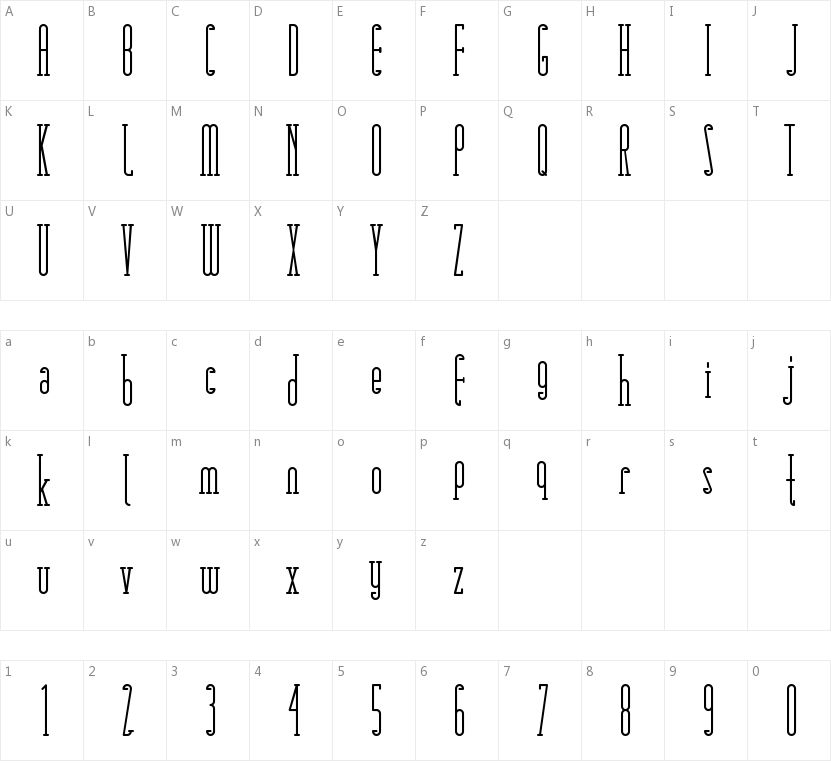 Matchbook Serif的字符映射图