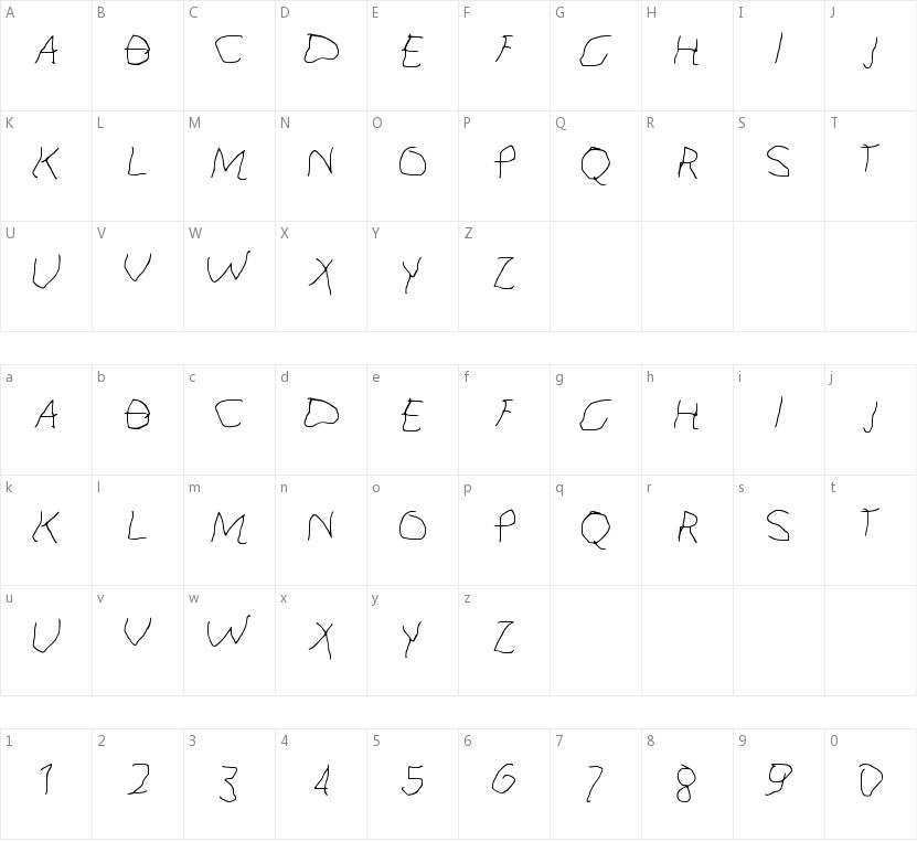 Kid Font的字符映射图