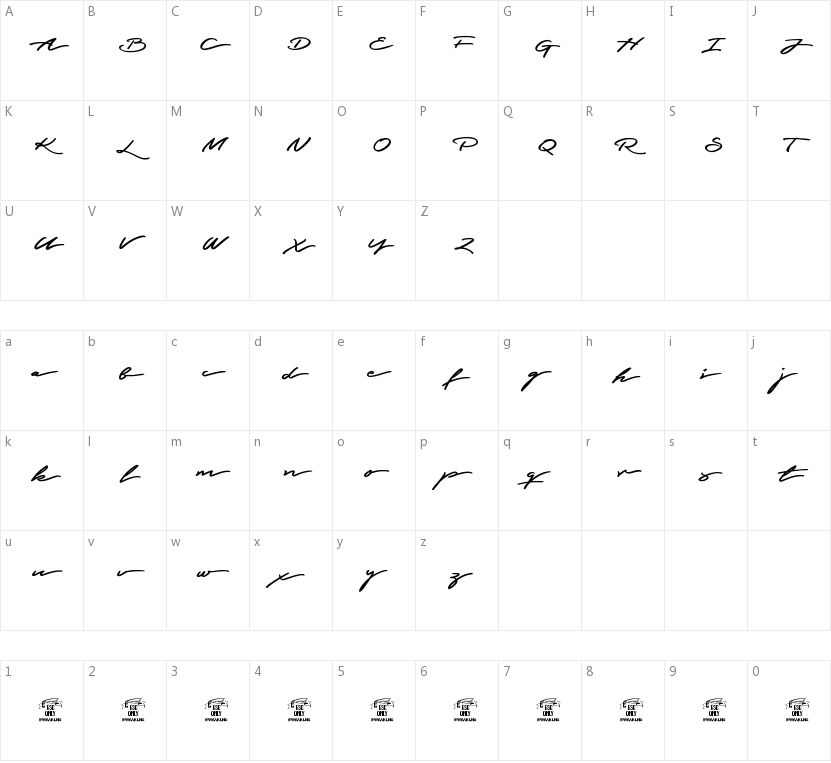 Graced Script的字符映射图
