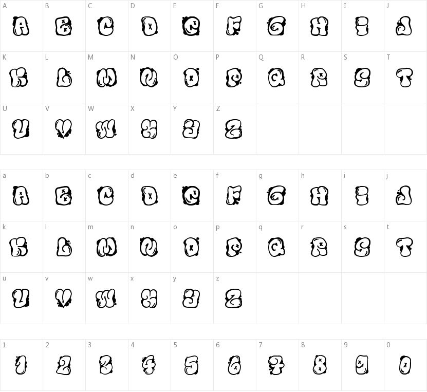 El&Font Bubble的字符映射图