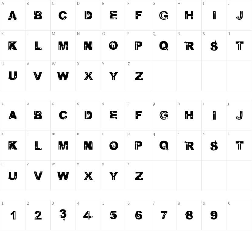 Wild Arrows的字符映射图