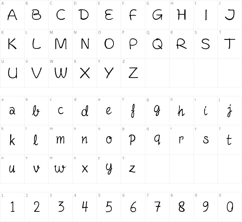Fineliner Script的字符映射图