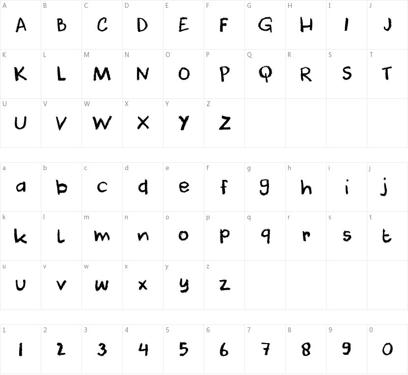 DK Cool Crayon的字符映射图