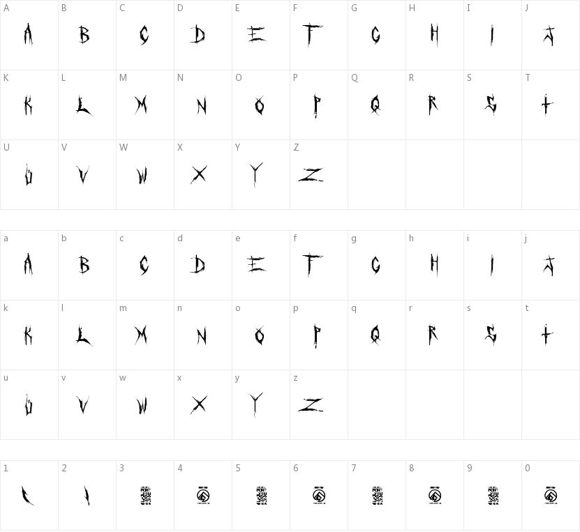 Crucifixion的字符映射图