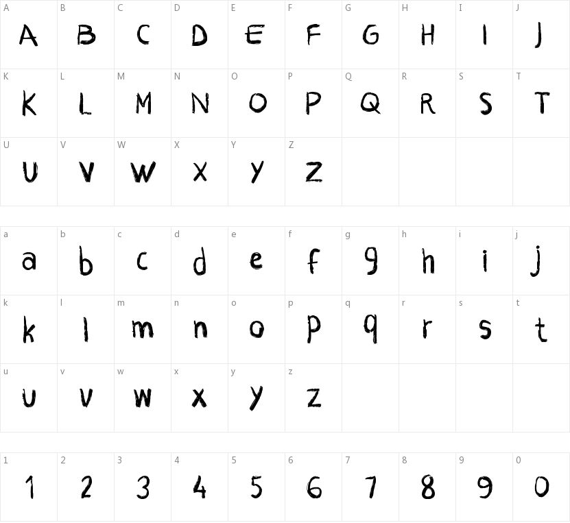 CF Crayons的字符映射图