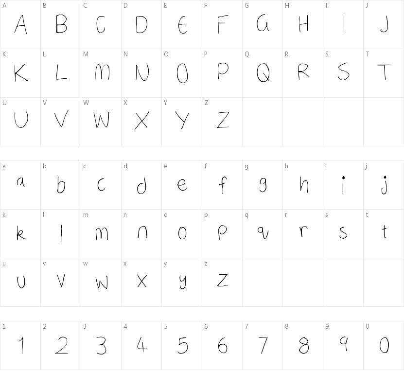 A Neatish Font的字符映射图