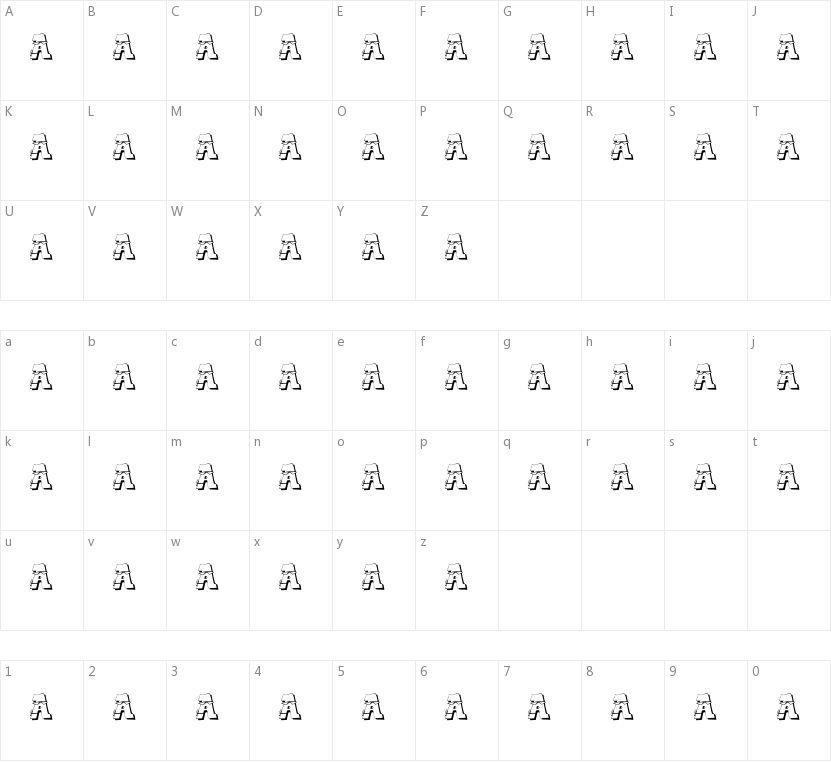 Dak Font的字符映射图