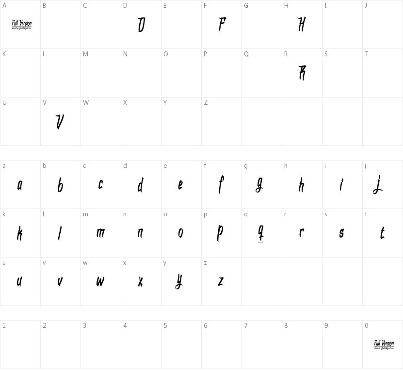 DHF Dexgraffiti Return的字符映射图