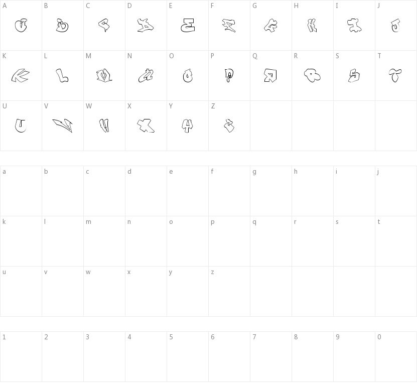 London Graffiti Alphabet的字符映射图