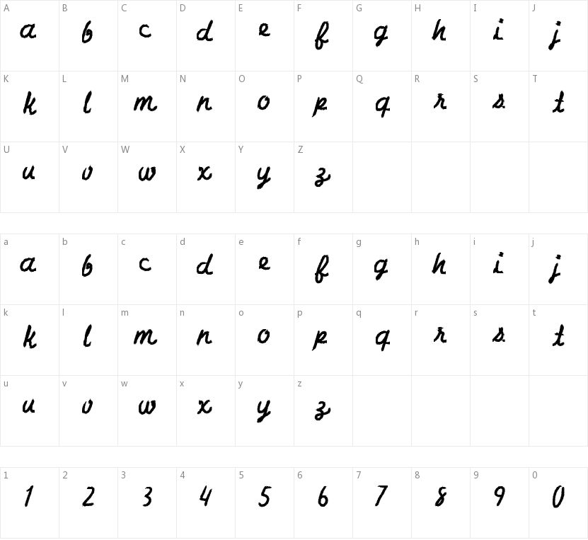 Charcoal Script的字符映射图