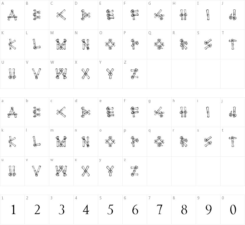 Bamboo de Saipan的字符映射图