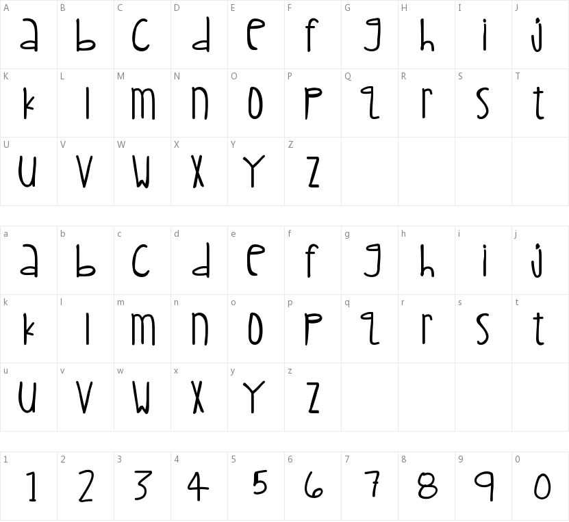 Childish Kid的字符映射图