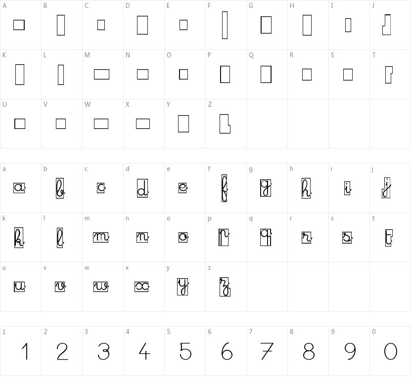 Maternellecolor Cursive Case的字符映射图