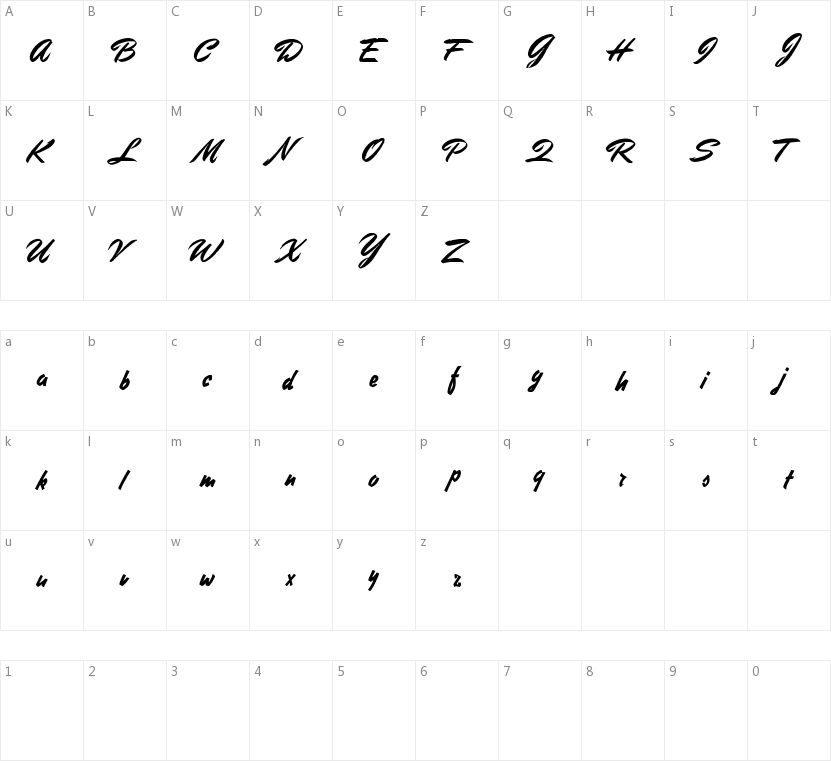 Stephens Heavy Writing的字符映射图