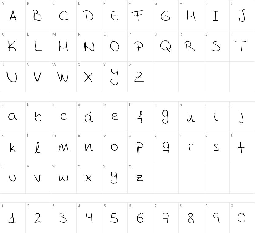 Aida Scrap Rounded的字符映射图