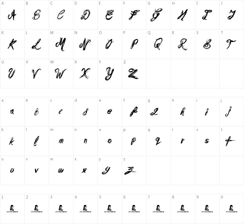 Messy Script的字符映射图