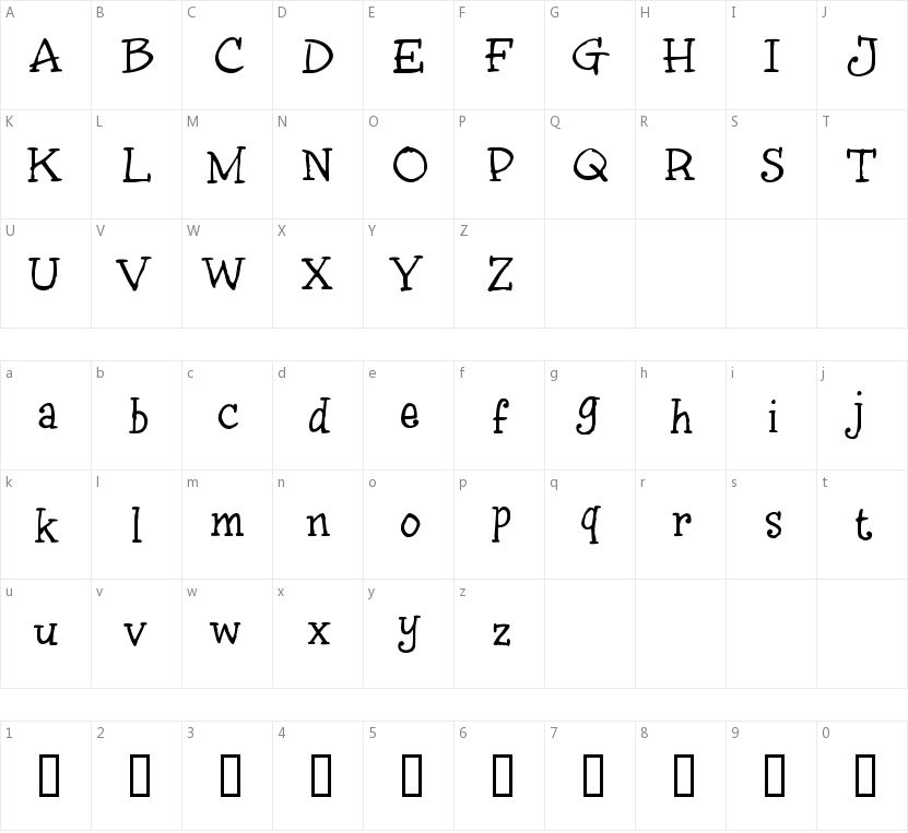 InkyDoo Serif的字符映射图
