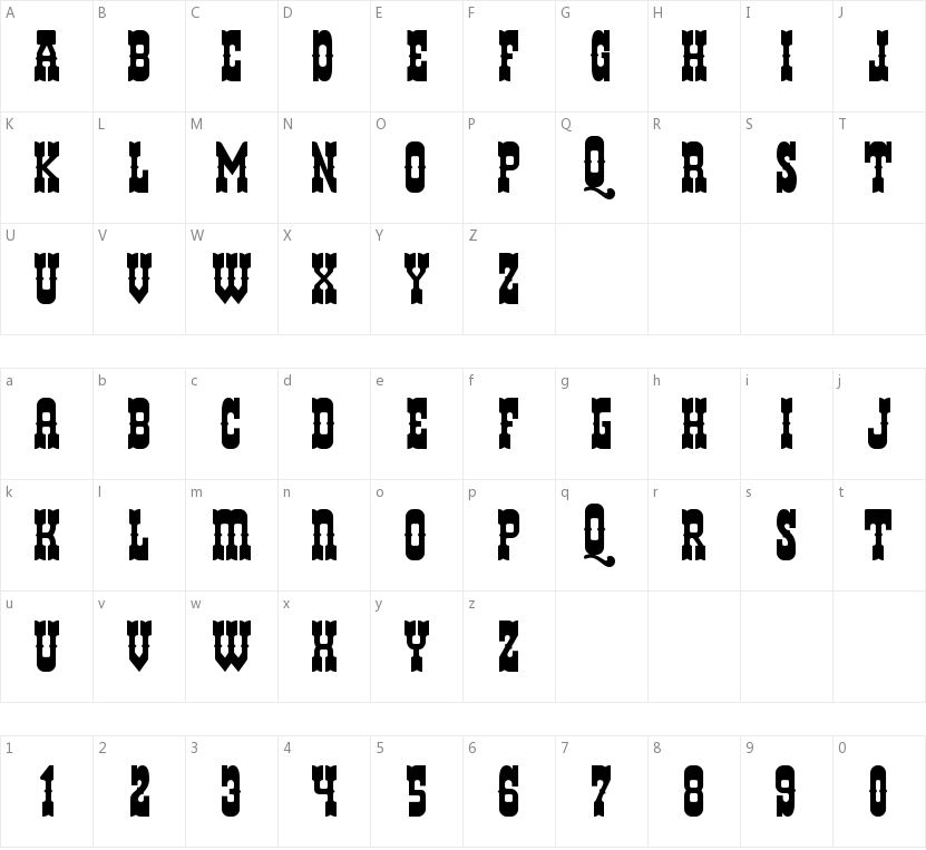 Helldorado的字符映射图