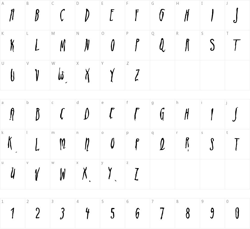 ADIstiLleRS Font的字符映射图