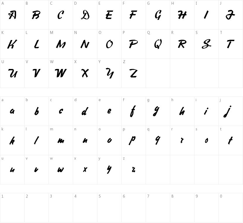 Heavy Squared Writing的字符映射图