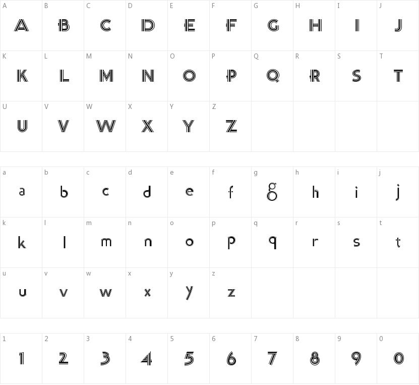 K22 Tri-Line Gothic的字符映射图