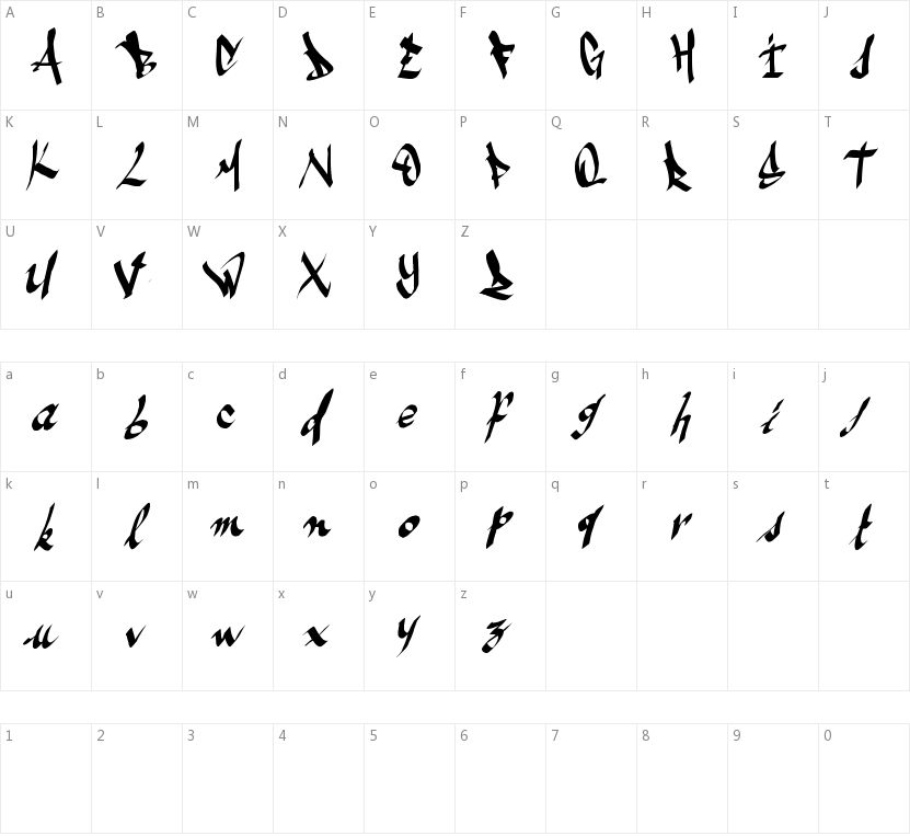 Ameze's Font的字符映射图