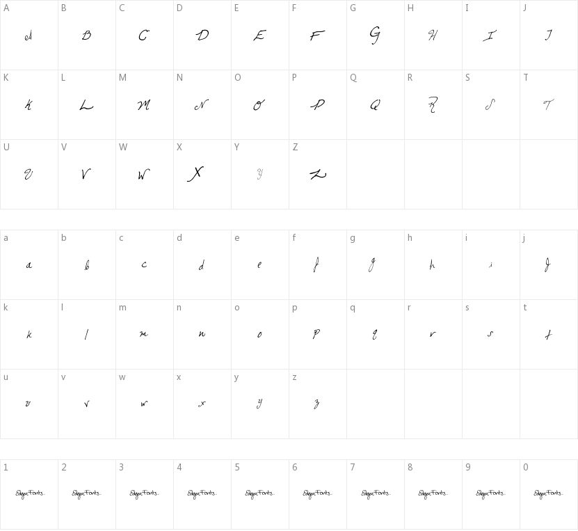 Cursive Edgar的字符映射图