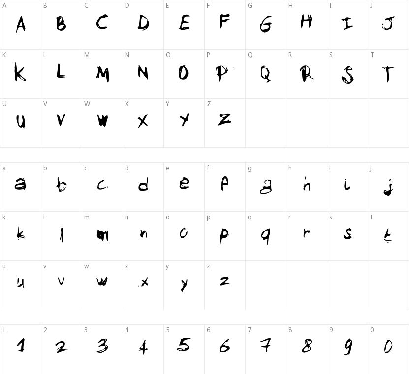 My Sketch Font的字符映射图