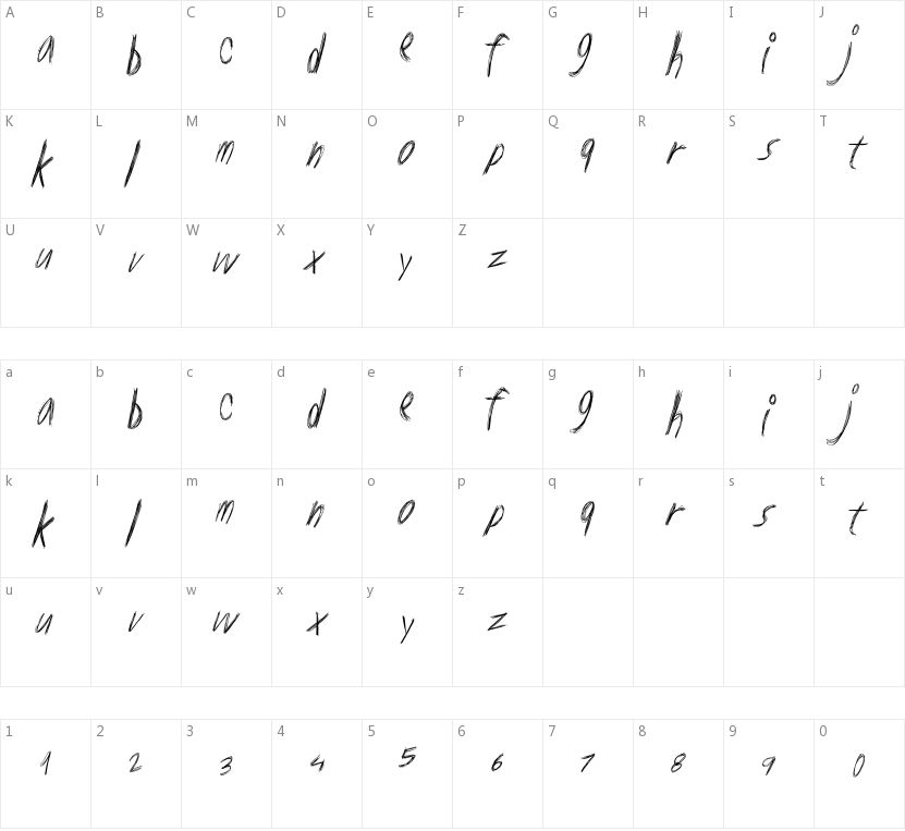 Lower Scratch的字符映射图