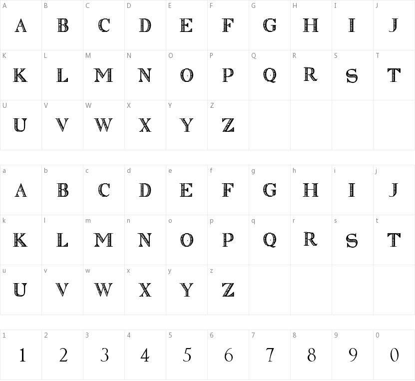 Clasica Striped的字符映射图