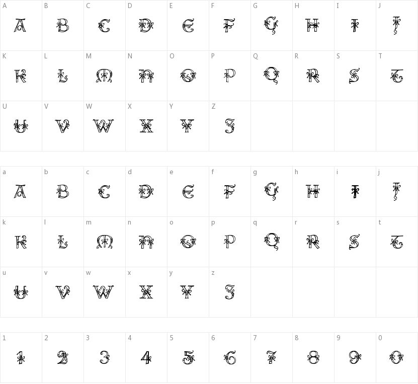 Ales & Hegar Raw的字符映射图