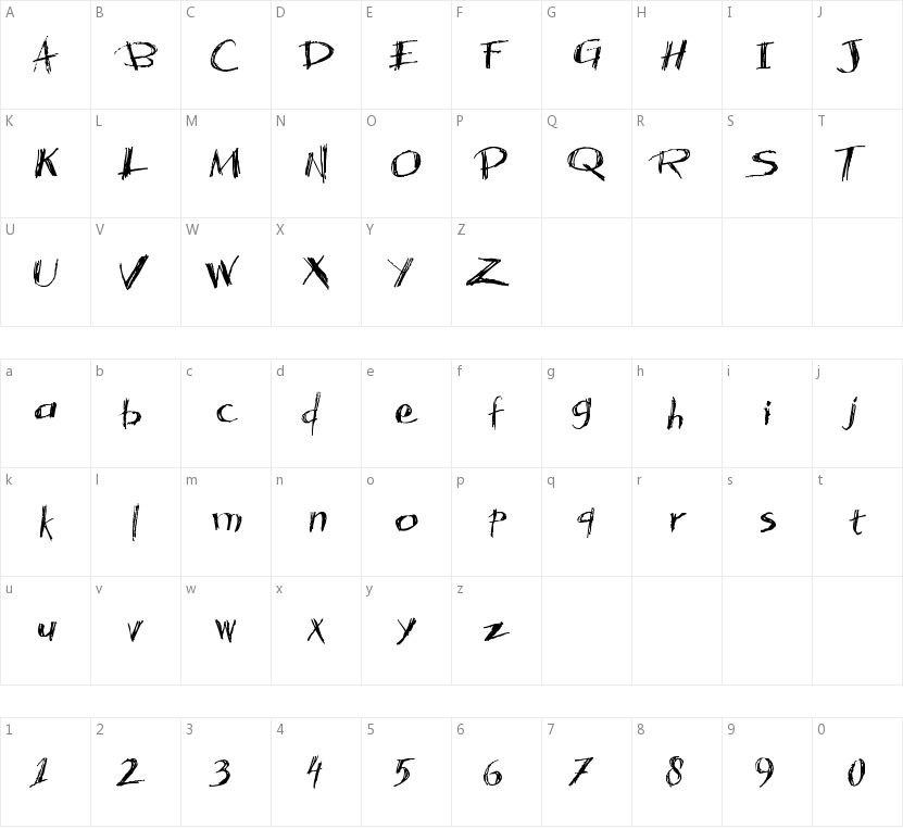 Acacia 23的字符映射图