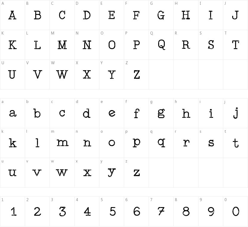 Typewriter Style的字符映射图
