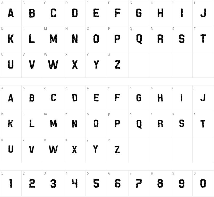 Grunge Tank的字符映射图