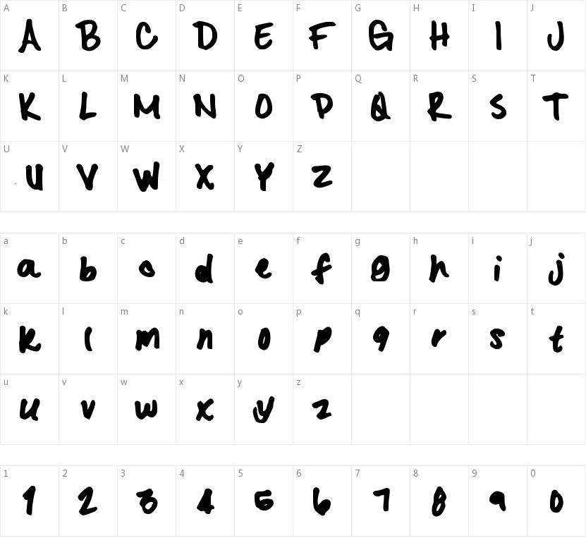 Kristas Font的字符映射图