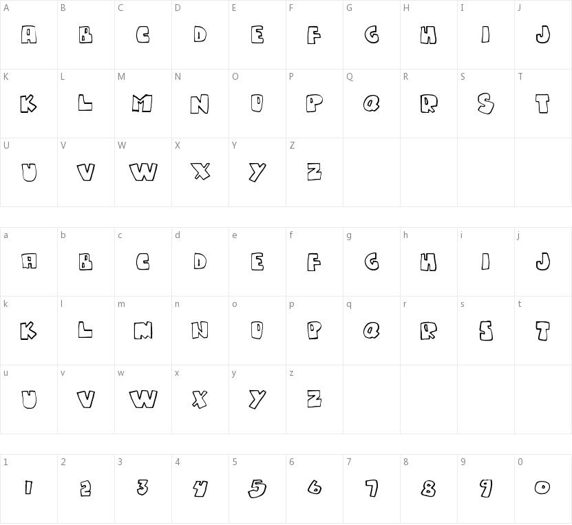 Gumpy One的字符映射图