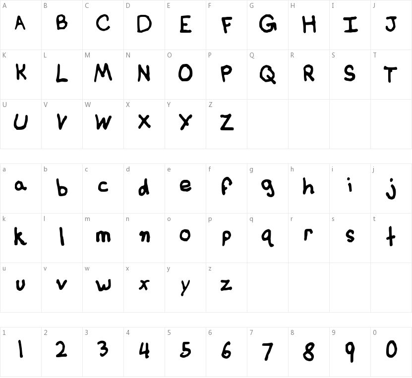 Basic Handwriting的字符映射图