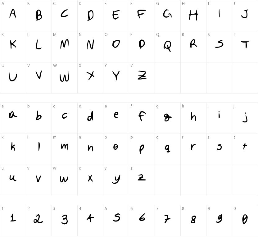 An Original Font By Davi的字符映射图