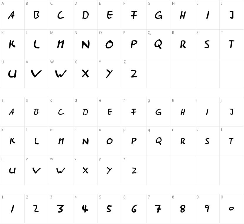 AST285的字符映射图