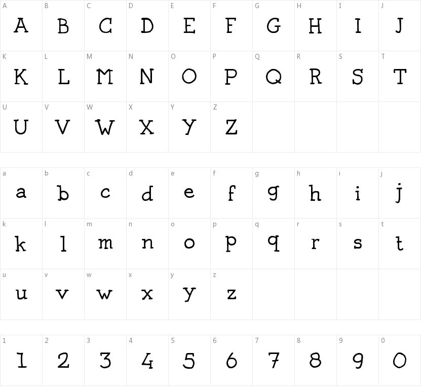 Josschrift Serif的字符映射图