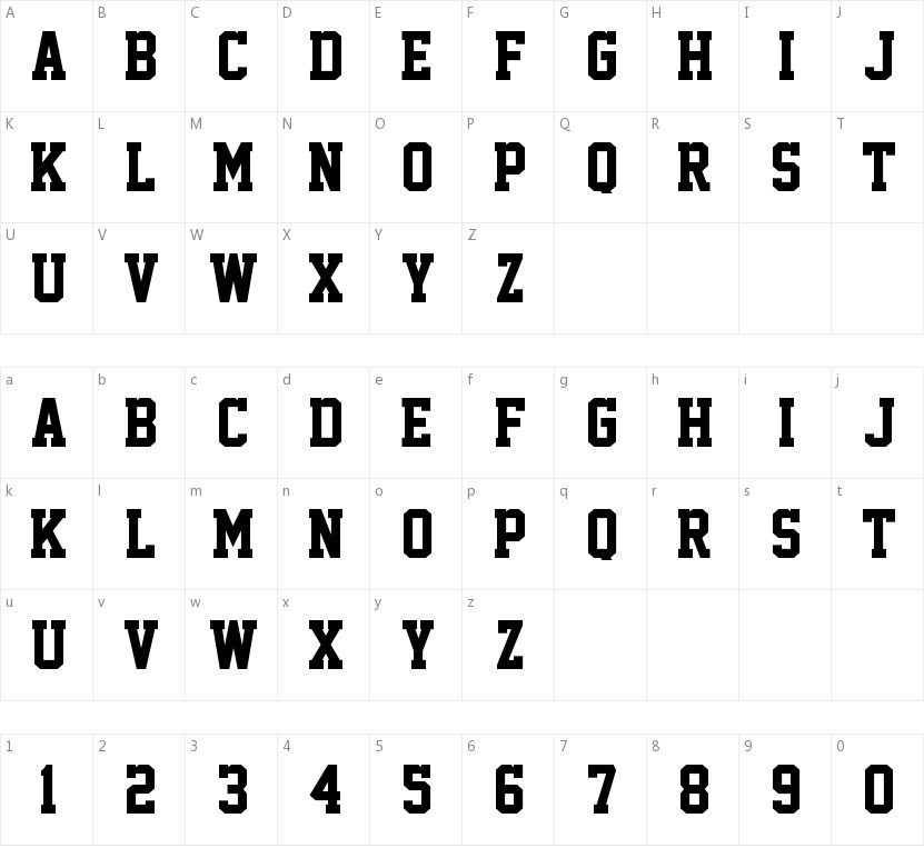 Academic M54的字符映射图