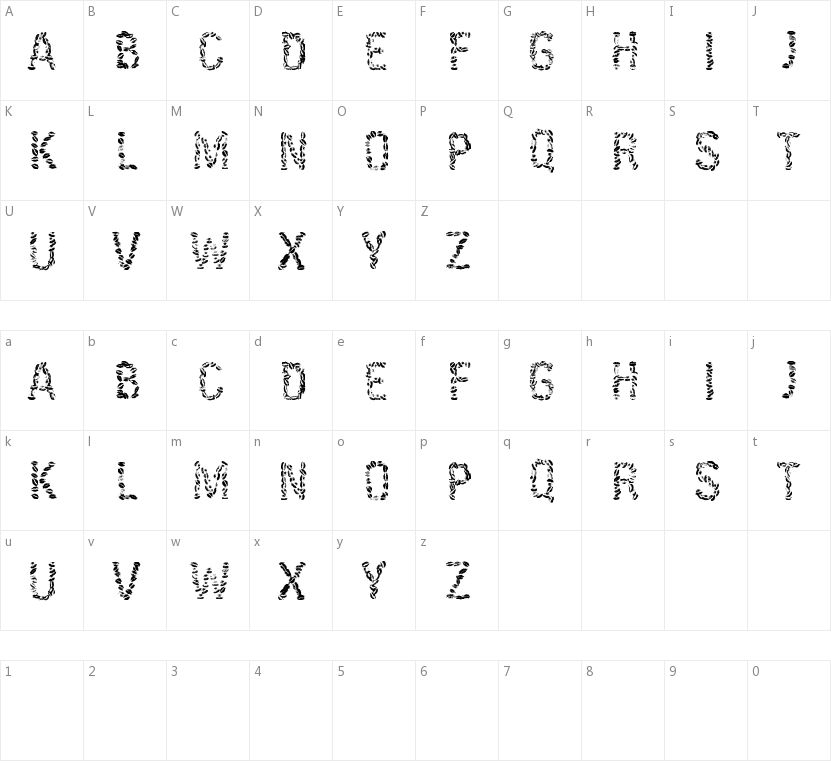 Kissingfont的字符映射图