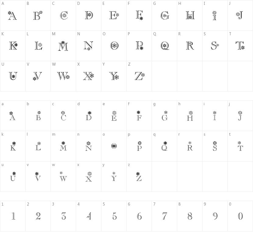 Christmas/Flakes的字符映射图