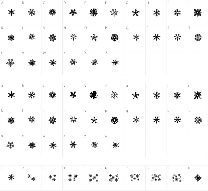 DH Snowflakes的字符映射图
