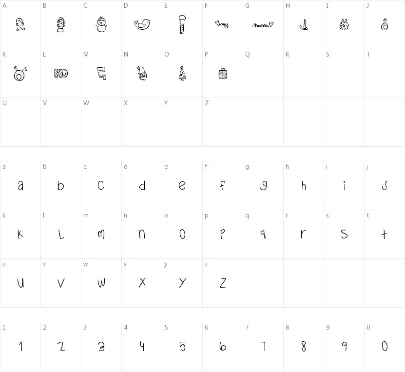 MTF Dear Santa的字符映射图
