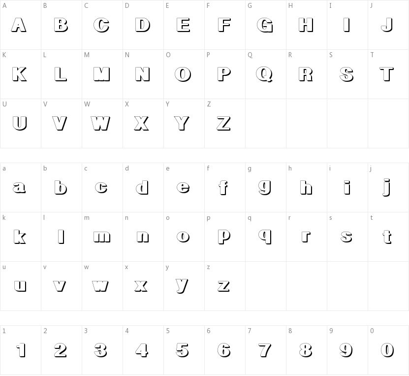 Geometric Shadow PW的字符映射图
