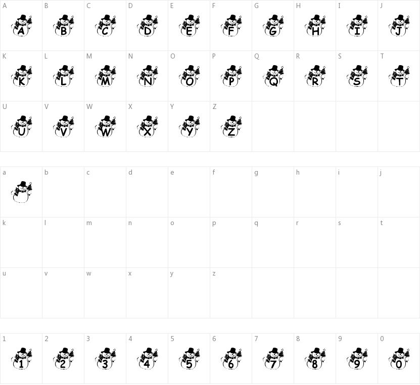 Summer's Snowman的字符映射图